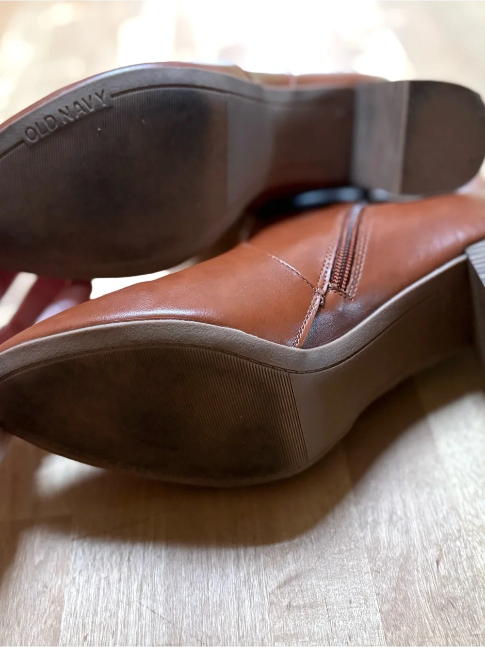 Old Navy Brown Heeled Boots Size 10 Women's Caramel Camel Fall Autumn Classic